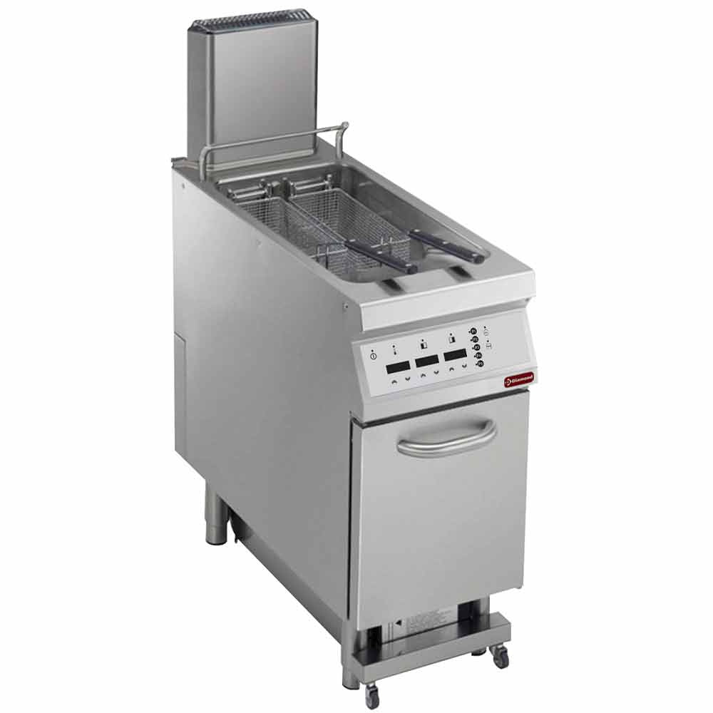Elektrische friteuse, 1 x 23 liter, digitaal, met automatische oliefiltratie, op onderkast, Diamond E22/F23CEHA4-S