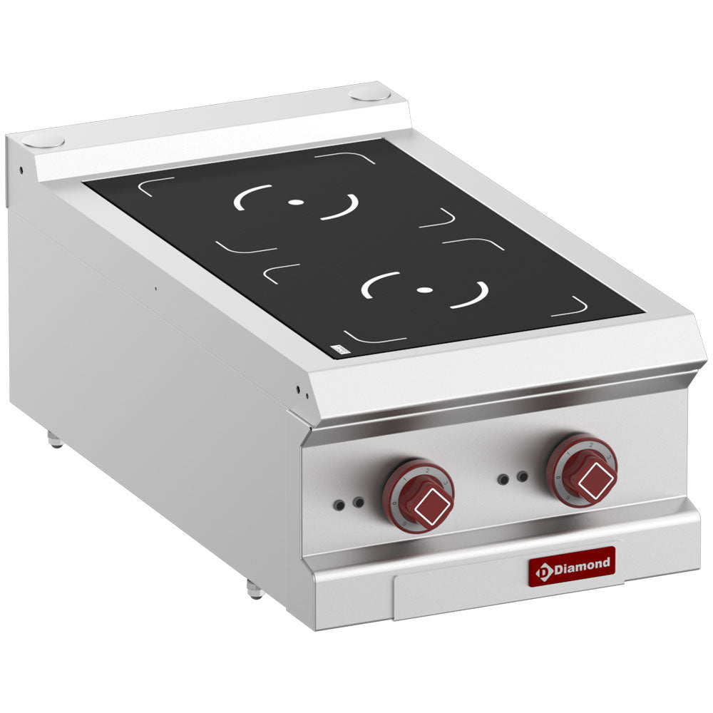 Inductiekookplaat met 2 zones Ø 22 cm, voor op tafel, 40 cm, Diamond E7/2ID4T-N