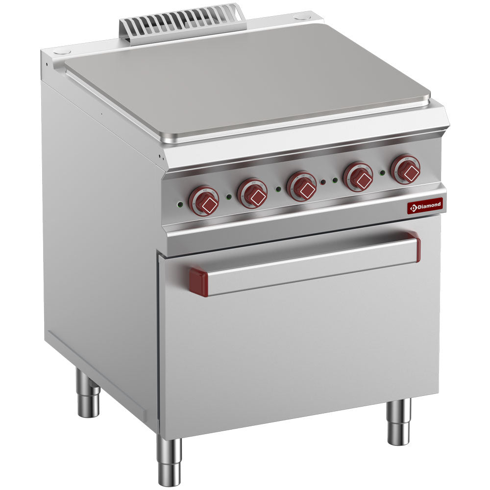 Elektrisch fornuis met massieve kookplaat 67 x 58,5 cm en elektrische oven GN 2/1, 70 cm, Diamond E7/STF7-N