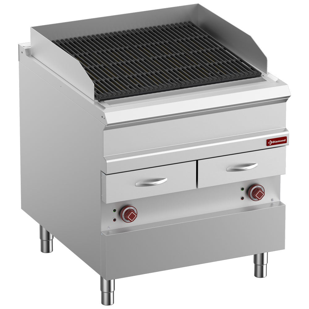 Elektrische stoomgrill 1/1 module met tweezijdig gietijzeren rooster, 80 cm breed, Diamond E9/GVQA8-N
