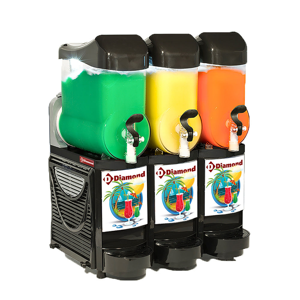Granita- en sorbetdispenser, 3 x 10 liter, LED-verlichting, Diamond FABY-3/CB-R2