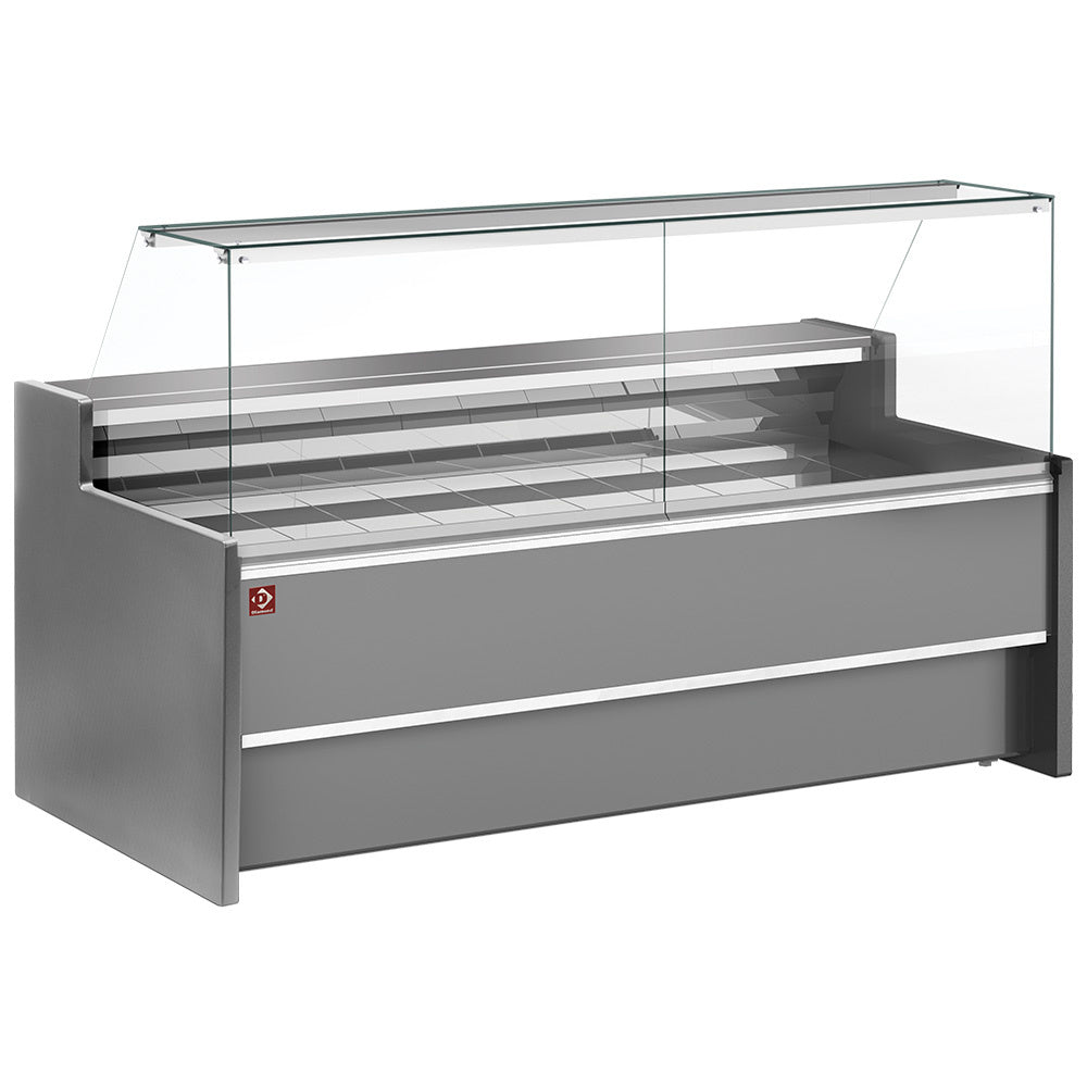 Koelvitrine met rechte ruit 90°, geventileerd, met reserve, 300 cm, grijs, Diamond FC30/G8-VR2
