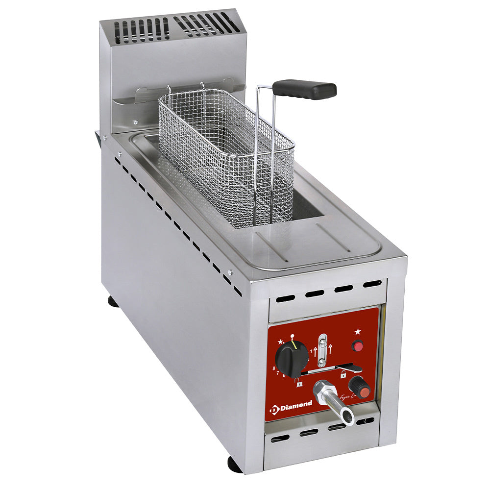Gasfriteuse 8 liter, 1 kuip, tafelmodel, Diamond FSM-8GT/S