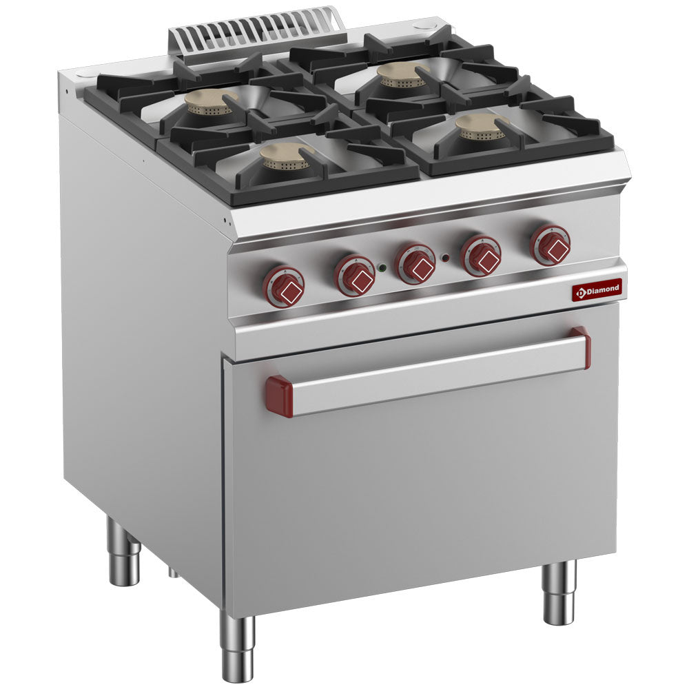 Gasfornuis met 4 branders en elektrische oven GN 2/1, 70 cm, Diamond G7/4BFE7-N