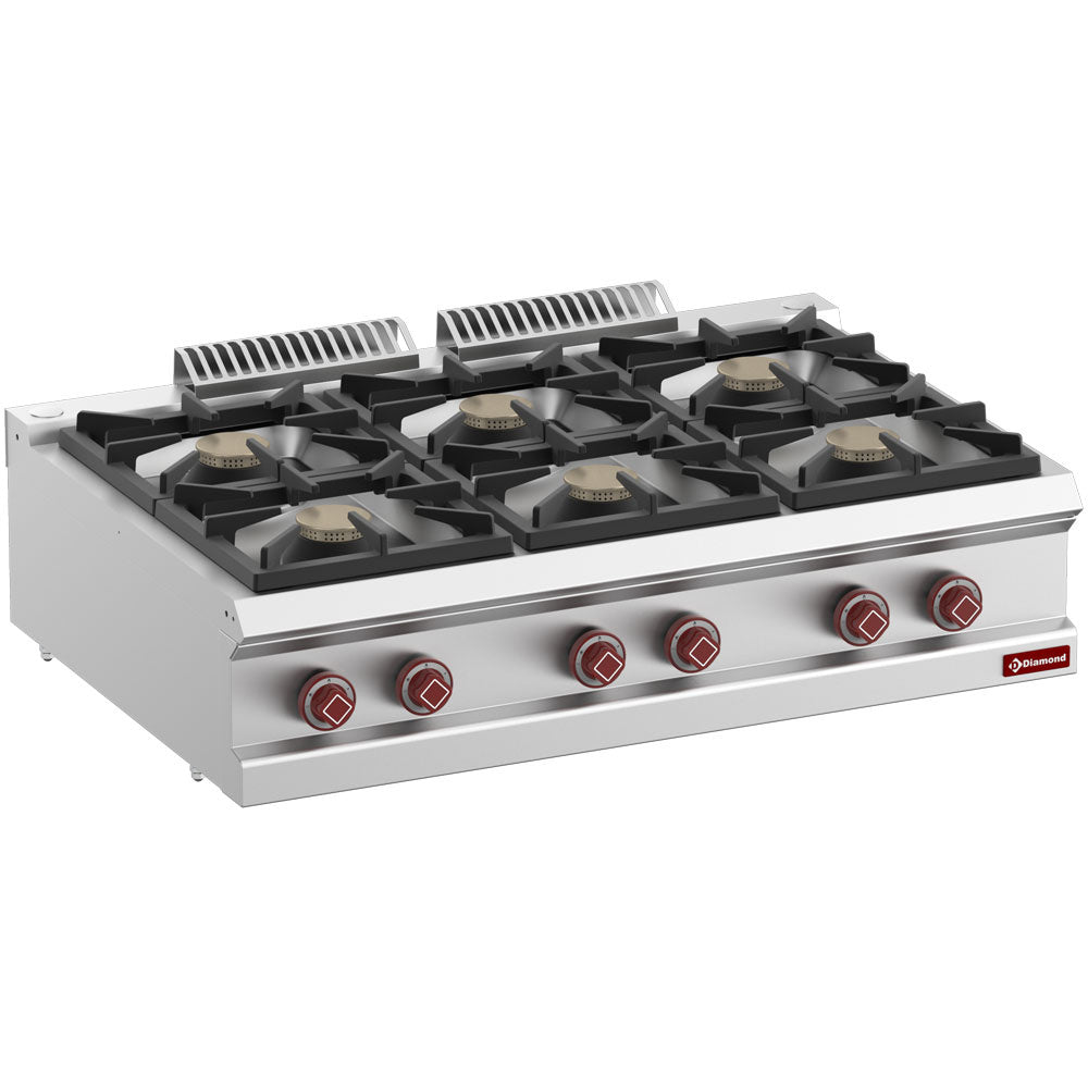 Gaskookplaat met 6 branders, voor op tafel, 110 cm, Diamond G7/6B11T-N
