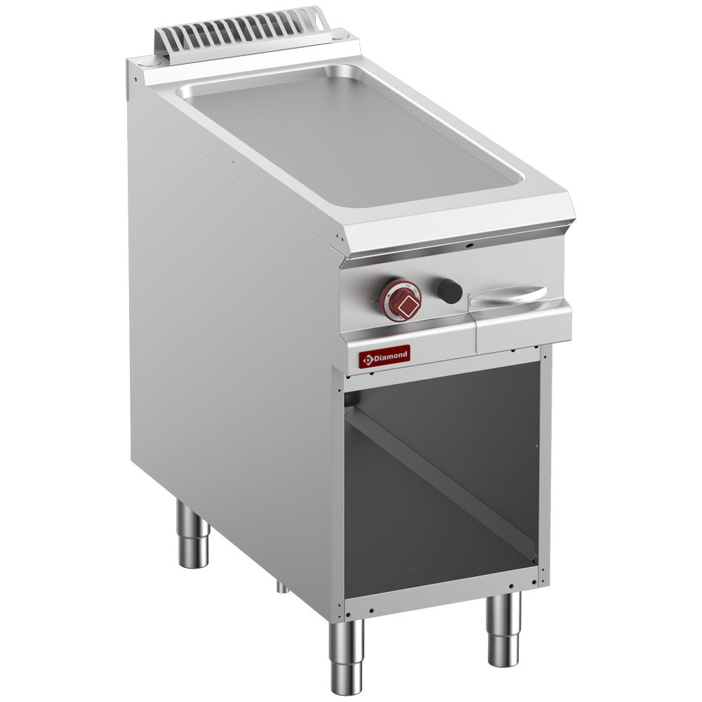 Gas bakplaat glad, 1/2 module met open onderkast, 40 cm breed, Diamond G9/PLA4-N