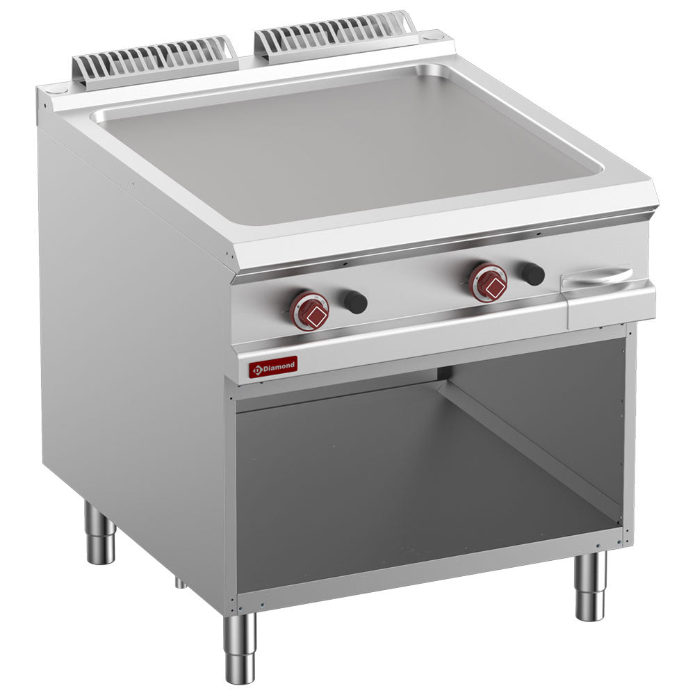 Gas bakplaat glad, 1/1 module met open onderkast, 80 cm breed, Diamond G9/PLA8-N