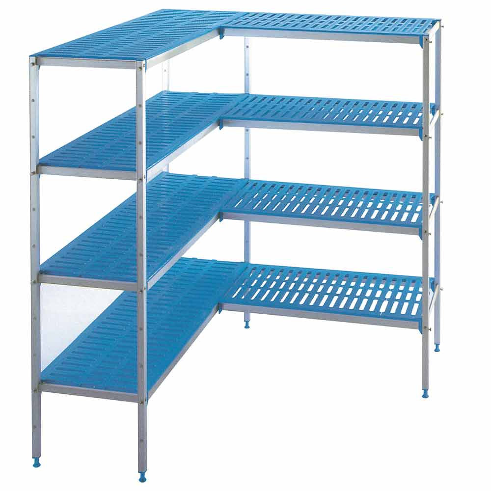 Aluminium stellingkit in L-opstelling, 4 niveaus, voor koelcel C65B/BF, Diamond GA654/BF