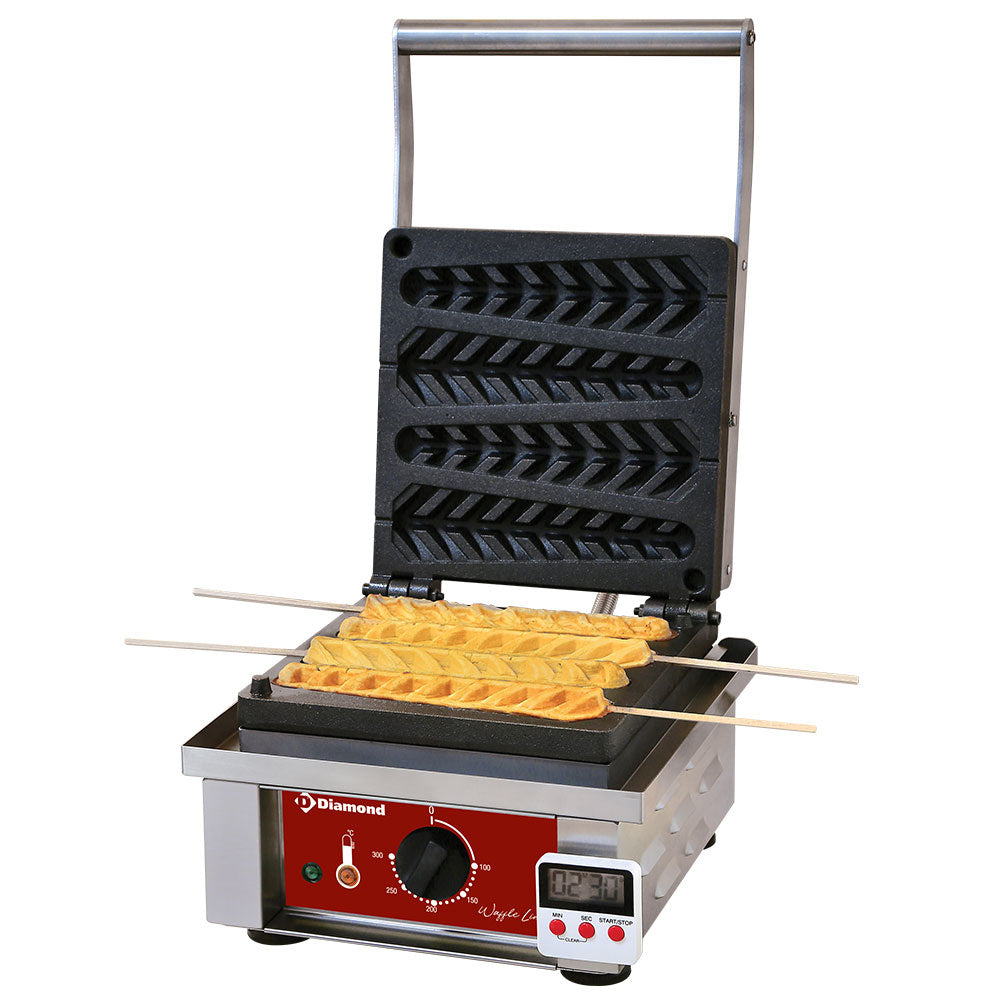 Elektrisch wafelijzer voor maïskolfwafels, 4 stuks, met timer, Diamond GE-4X/EN