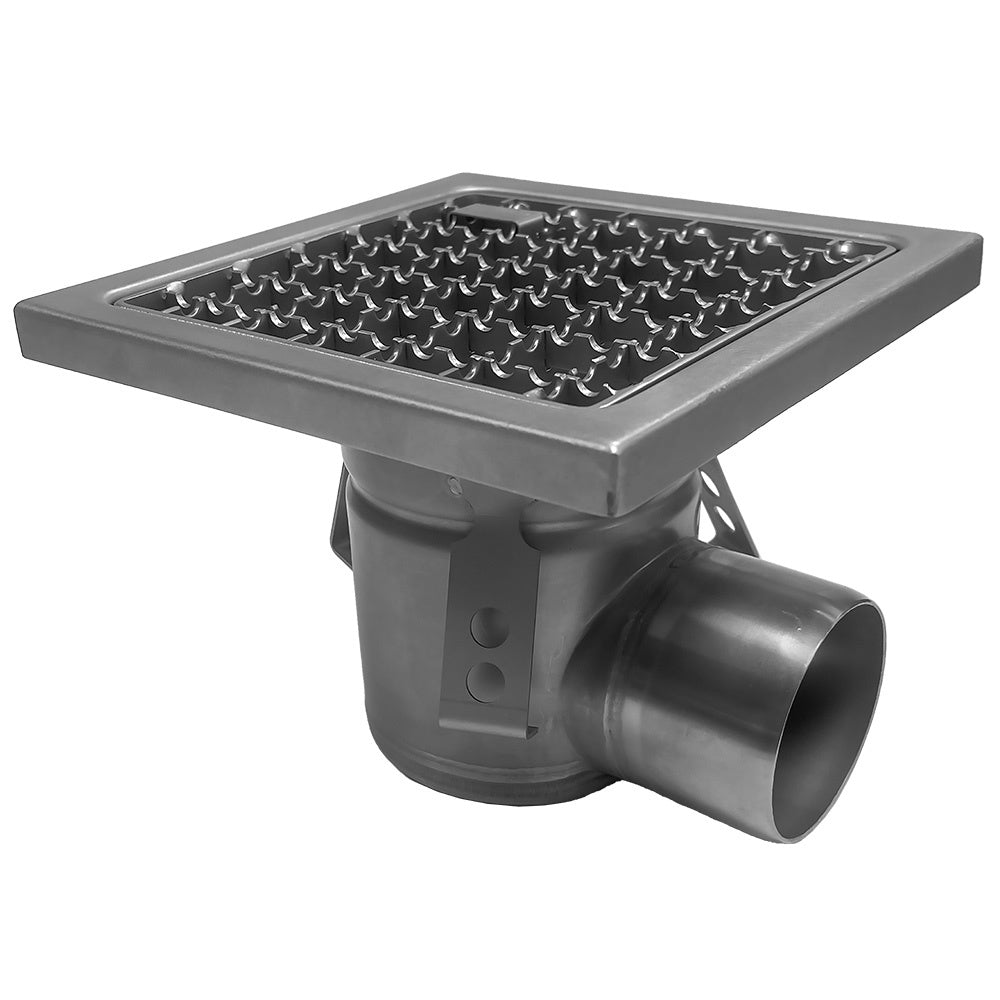 Vloergoot van rvs 40 x 40 cm, horizontale afvoer DN75, Diamond GS44-N