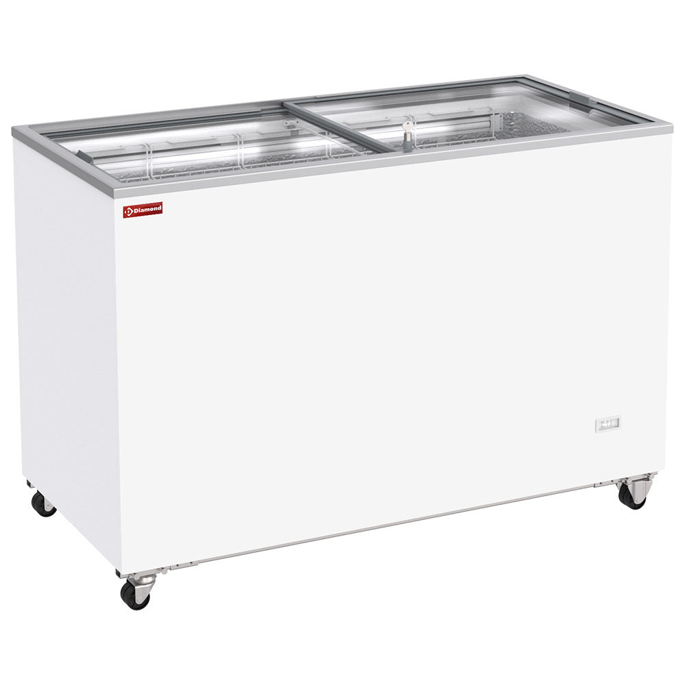 Vrieskist 410 liter, schuifdeksels van glas, op wielen, energieklasse D, Diamond GVL41-G4