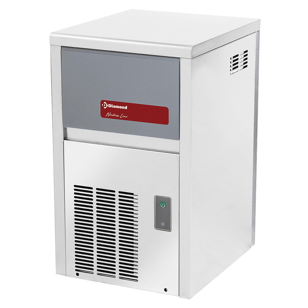 IJsblokjesmachine 22 kg per 24 uur met opslag 4 kg, luchtgekoeld, blokjes 13 g, rvs-behuizing, Diamond ICE22AX-R2
