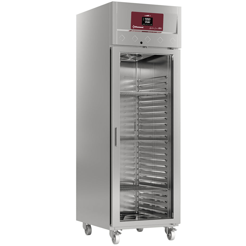 Geventileerde vrieskast 700 liter, 1 glazen deur GN 2/1, op wielen, Diamond IE70/R9G