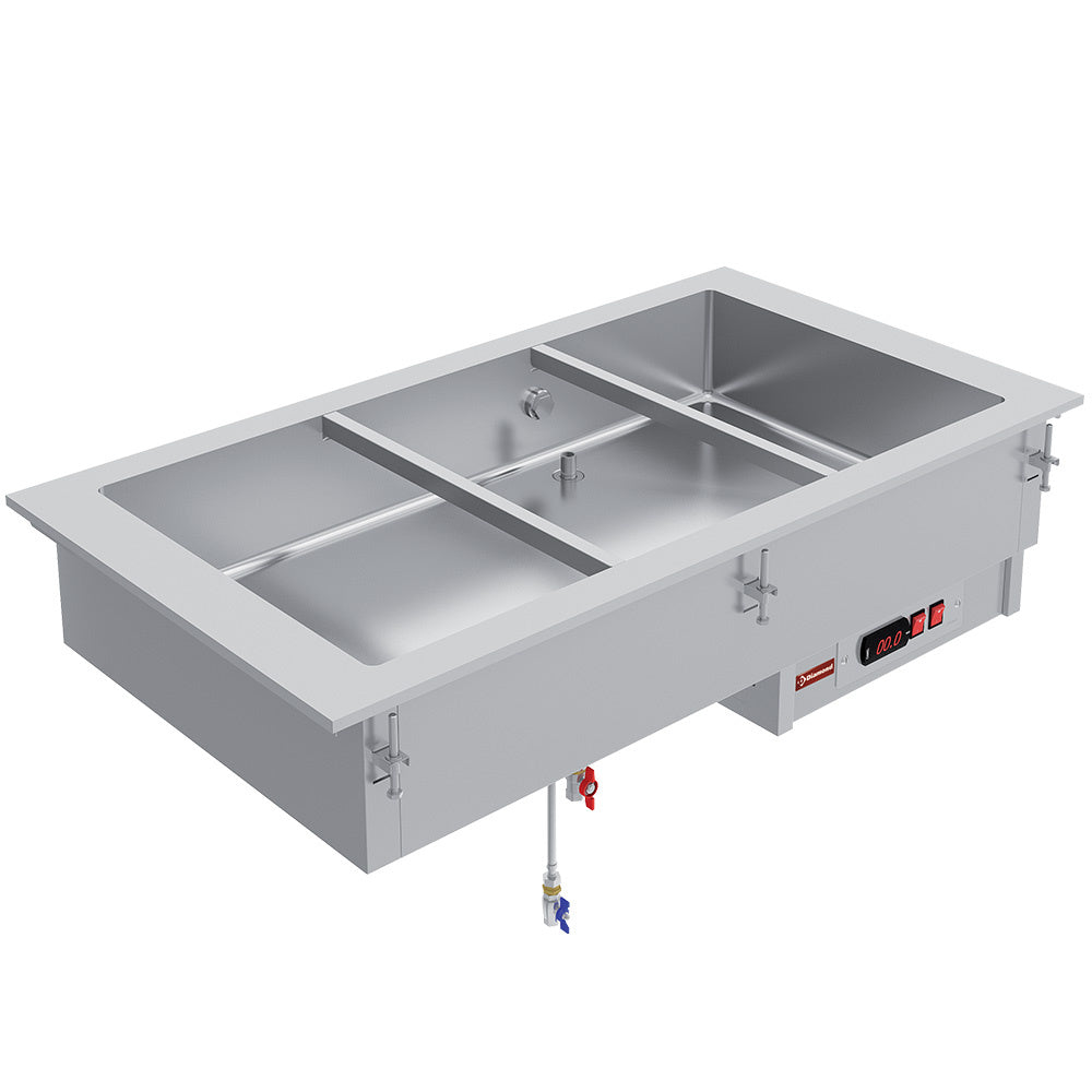 Bain-marie inbouwelement 3x GN 1/1, drop-in, 111,5 x 61 x 30,2 cm, Diamond IN/BX12-P