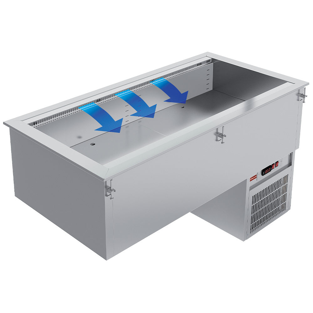 Gekoeld inbouwelement met bak, ventilatorkoeling 4x GN 1/1, drop-in, 144 x 72 x 67,8 cm, Diamond IN/RCX15-R9V