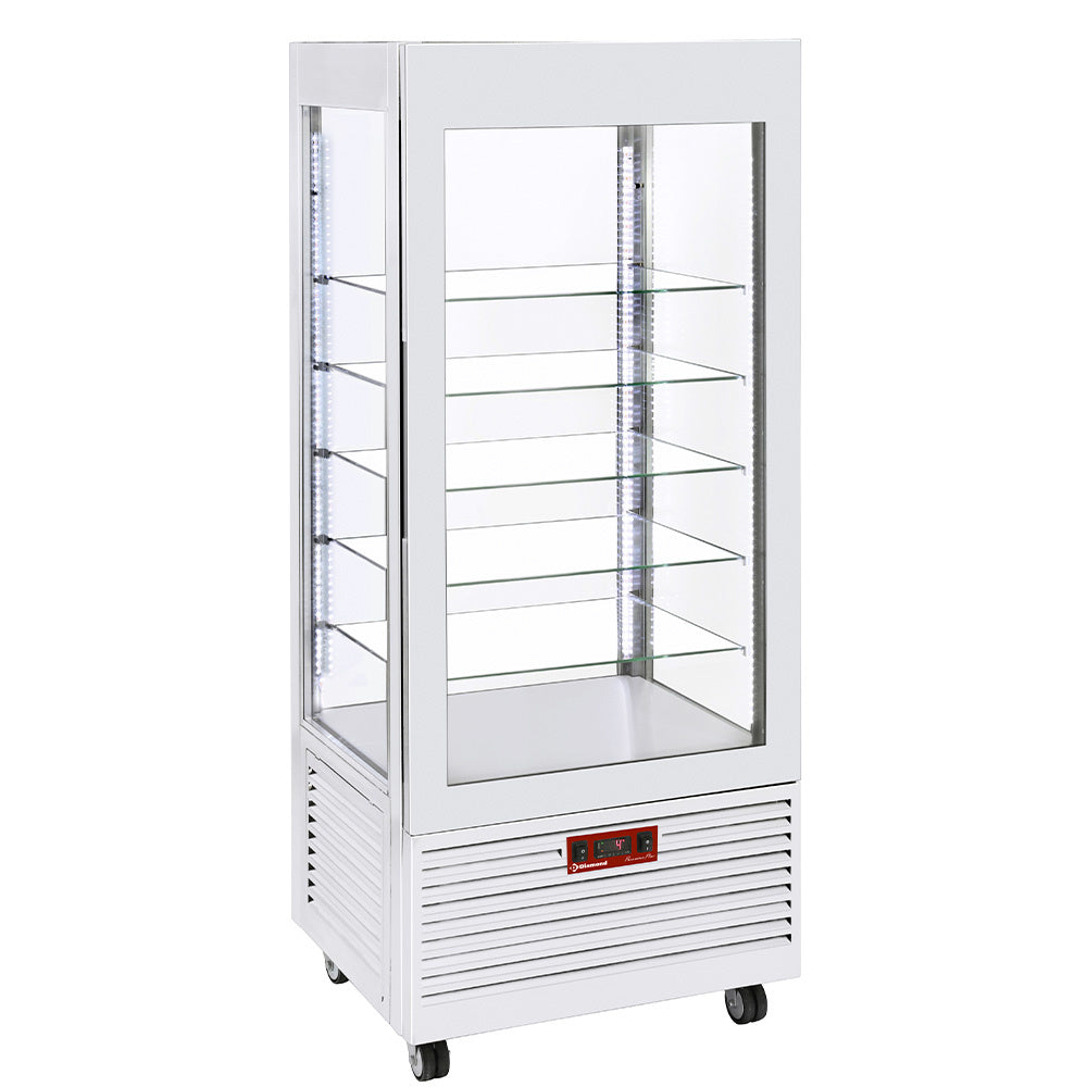 Vriesvitrine vierzijdig glas 480 liter, 5 glasplateaus, geventileerd, wit, Diamond INN/VB-W5-R2