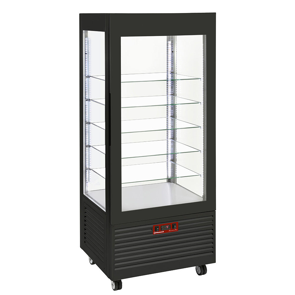 Koelvitrine vierzijdig glas 480 liter, 5 glasplateaus, geventileerd, zwart, Diamond INN/VN-B9-R2