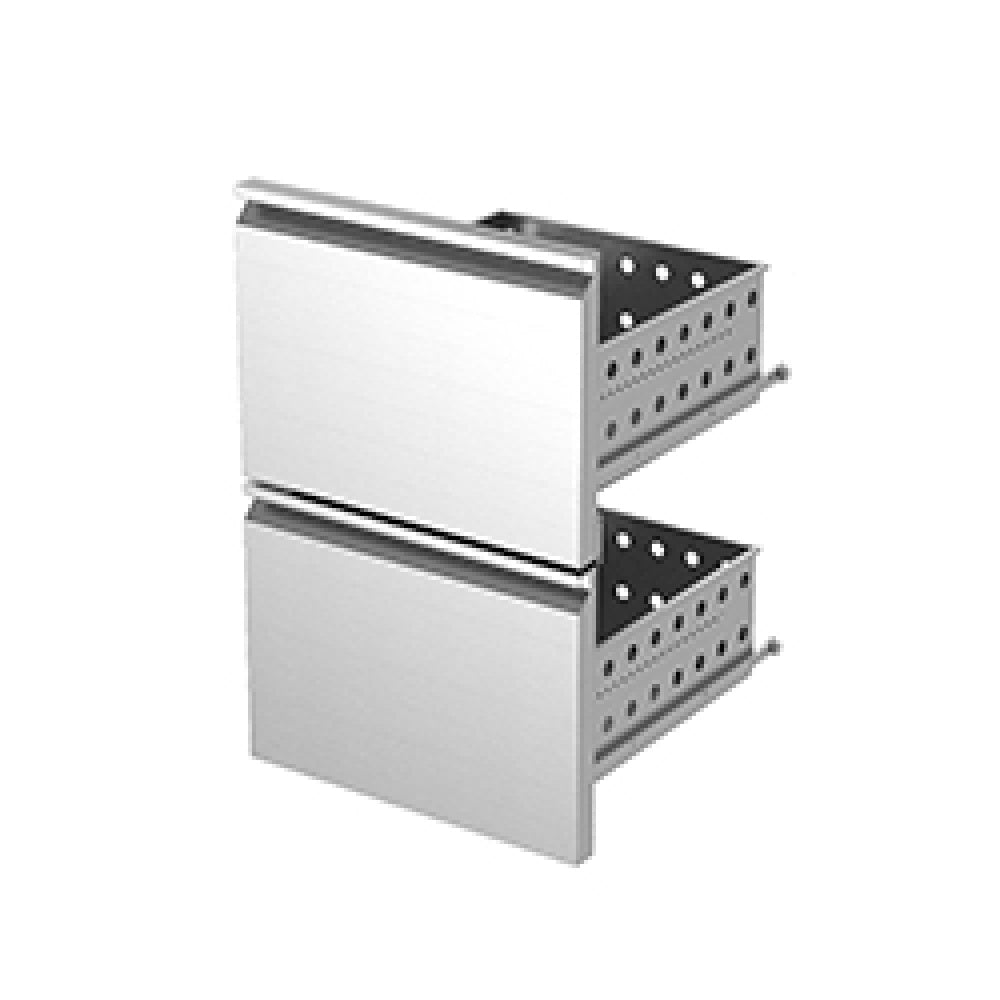 Roestvrijstalen ladeblok 2 laden (1/2 + 1/2) voor barkoelkast KBR, Diamond K-T1/2