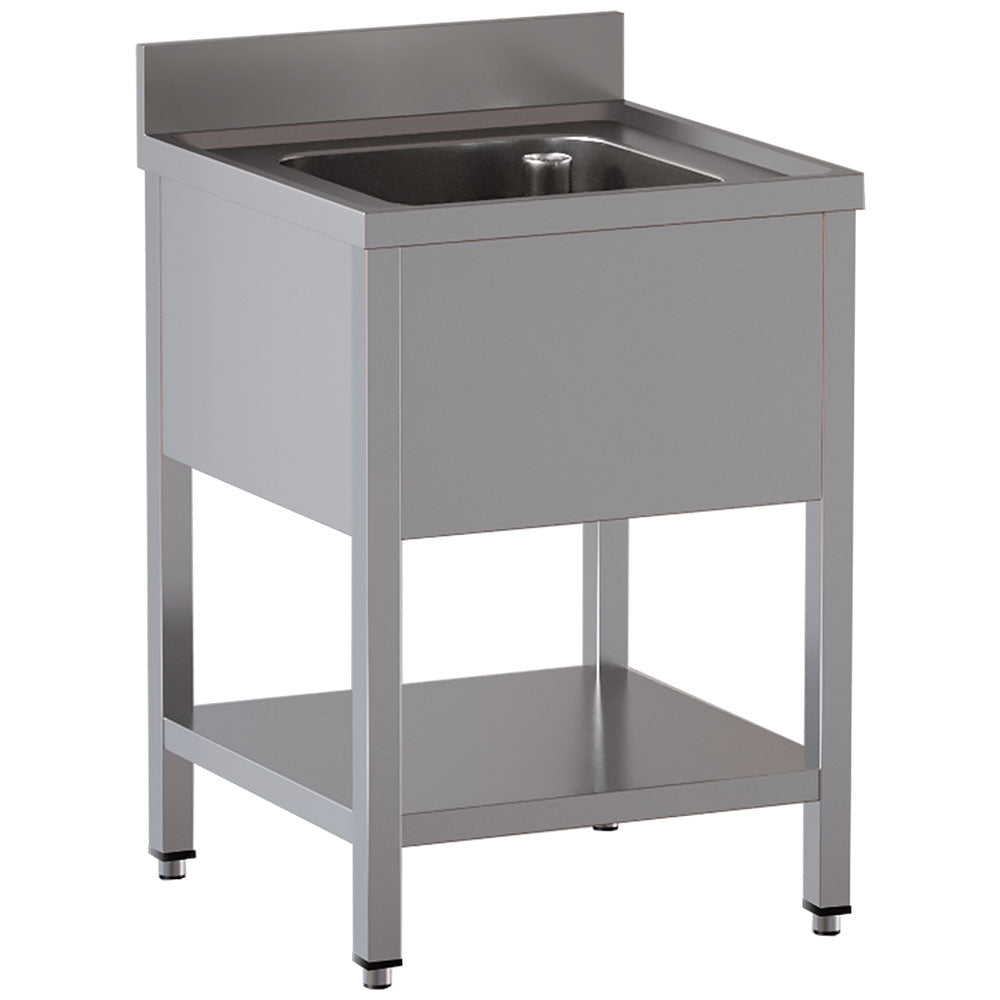 Spoeltafel 60 x 60 cm met 1 spoelbak en onderplank, Diamond L611/6D-SX1
