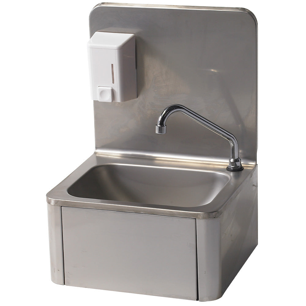 Wandhandwasbak van rvs met zeepdispenser 500 ml, mengkraan met kniebediening en timer, Diamond LM4-LSD