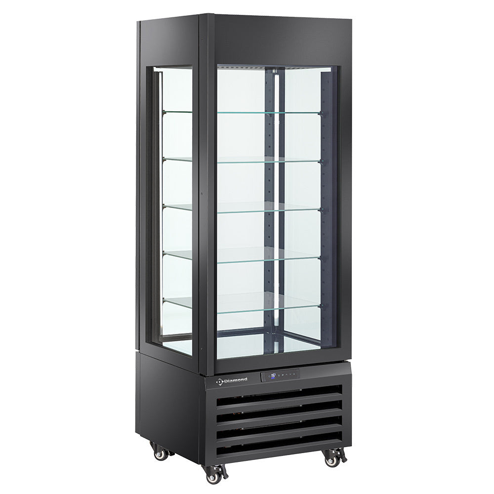 Volglazen vitrine 440 liter voor chocolade, 5 glasplateaus, geventileerd, zwart, Diamond MAX/507-CB