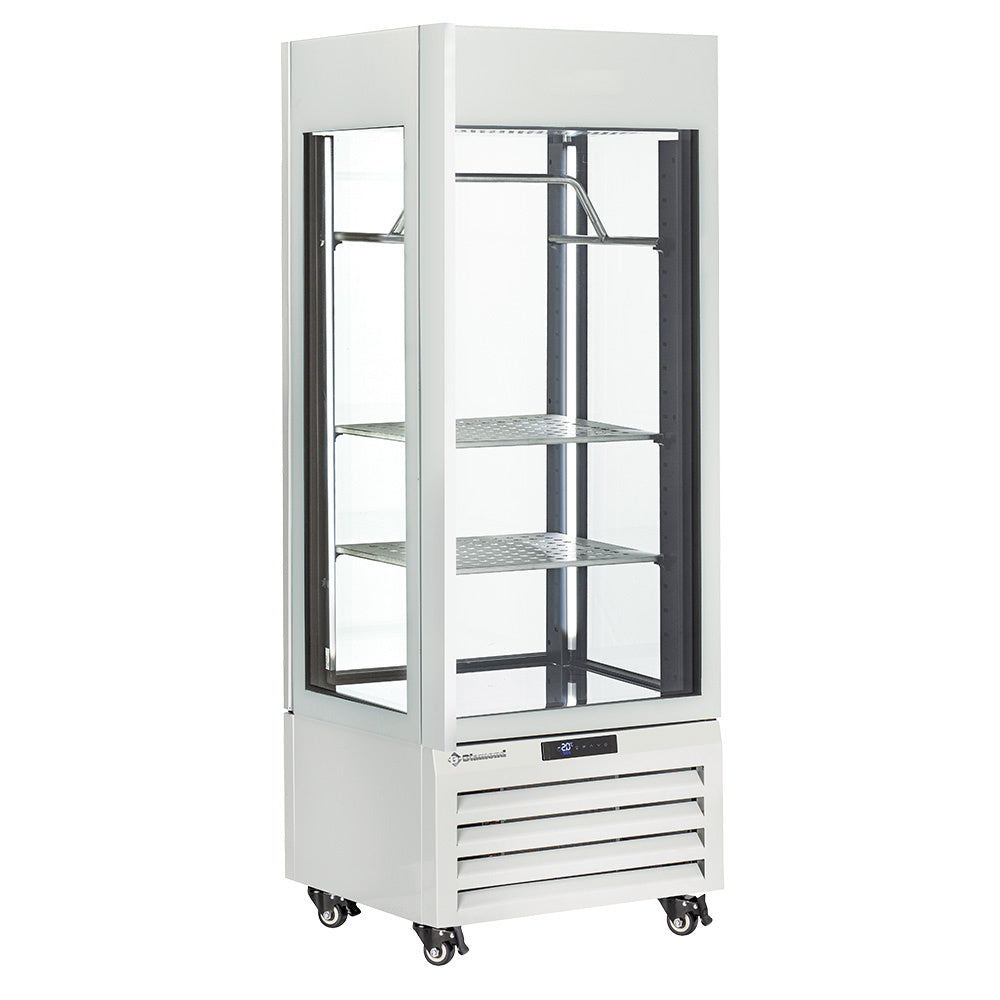 Volglazen vitrine 440 liter voor vlees, 2 planken en vleesbalk, geventileerd, wit, Diamond MAX/507-MW