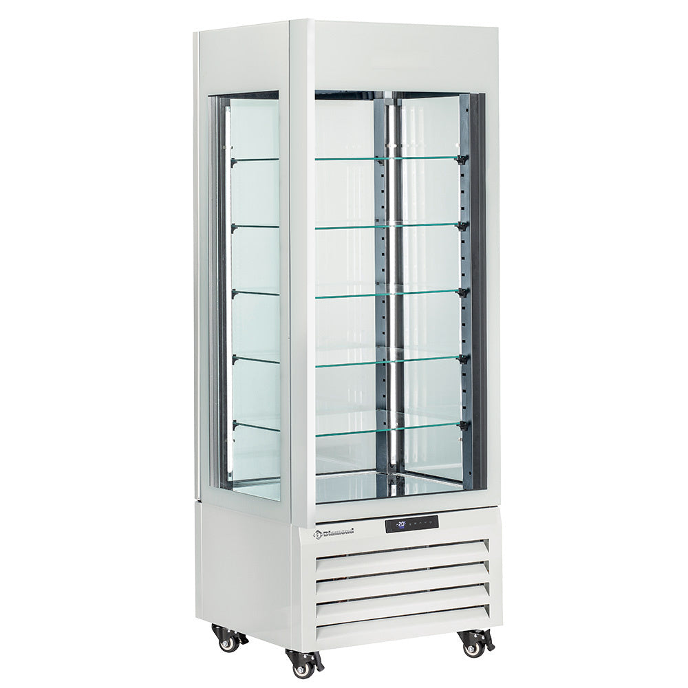 Volglazen vitrine 440 liter voor gebak, 5 glasplateaus, geventileerd, wit, Diamond MAX/507-PW