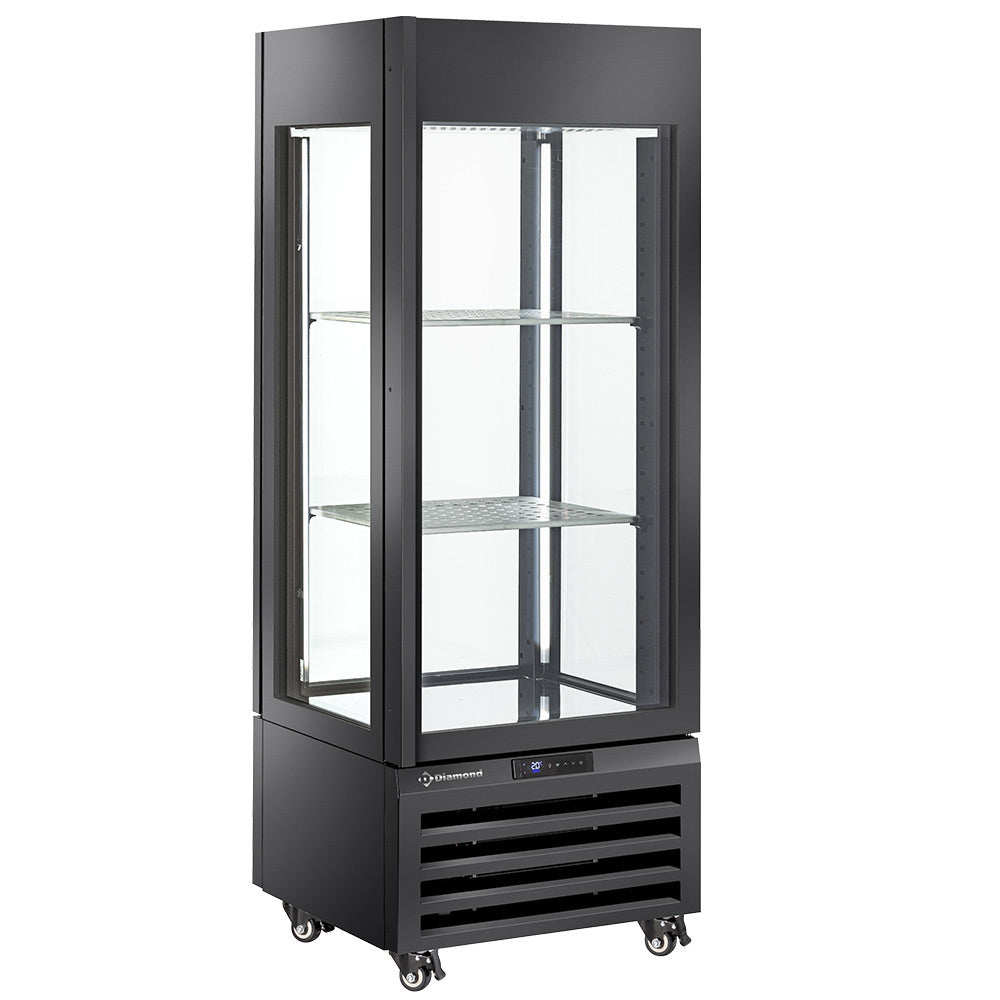 Volglazen vitrine 440 liter voor wijn, 2 planken, geventileerd, zwart, Diamond MAX/507-VB
