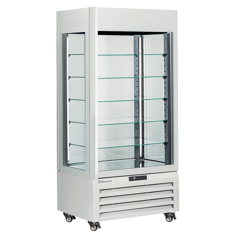 Volglazen vitrine 600 liter voor chocolade, 5 glasplateaus, geventileerd, wit, Diamond MAX/609-CW
