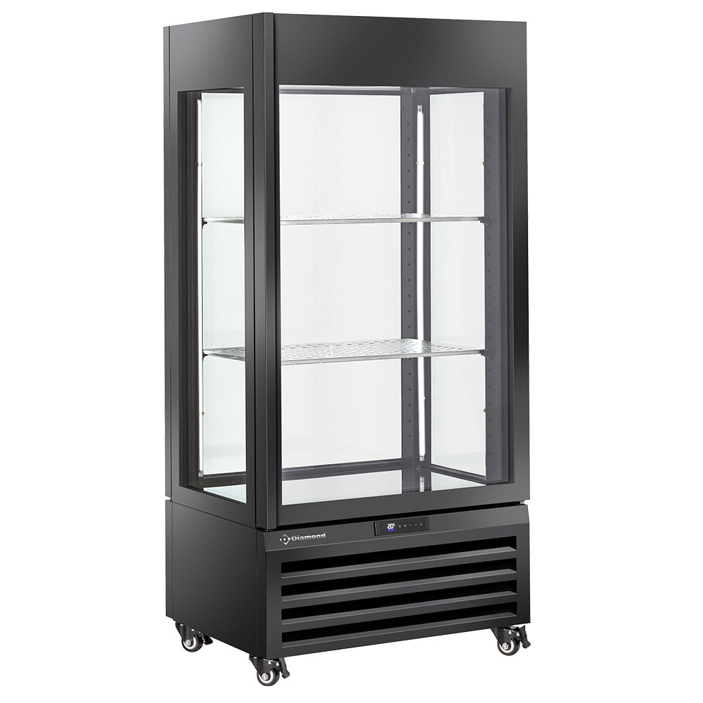Volglazen vitrine 600 liter voor wijn, 2 planken, geventileerd, zwart, Diamond MAX/609-VB