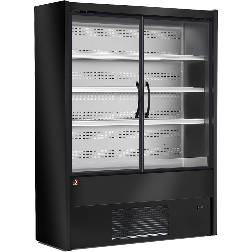 Geventileerd wandkoelmeubel met draaideuren, 100 cm breed, zwart, Diamond MD10/B5-R2B