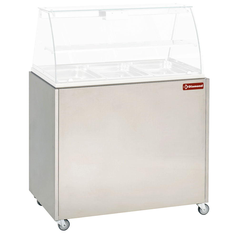 Roestvaststalen onderkast op wielen voor vitrine VBE-311, Diamond MEX-RG3