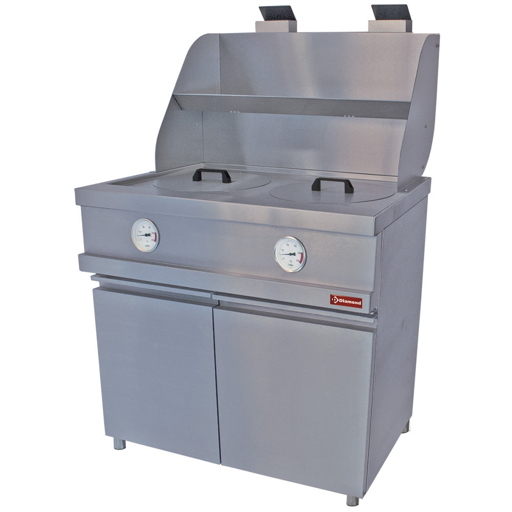 Gasfriteuse heavy duty met twee ronde potten, mechanische bediening, Diamond MIKA/2-MC
