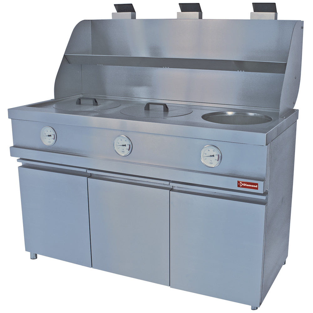 Gasfriteuse heavy duty met drie ronde potten, mechanische bediening, Diamond MIKA/3-MC