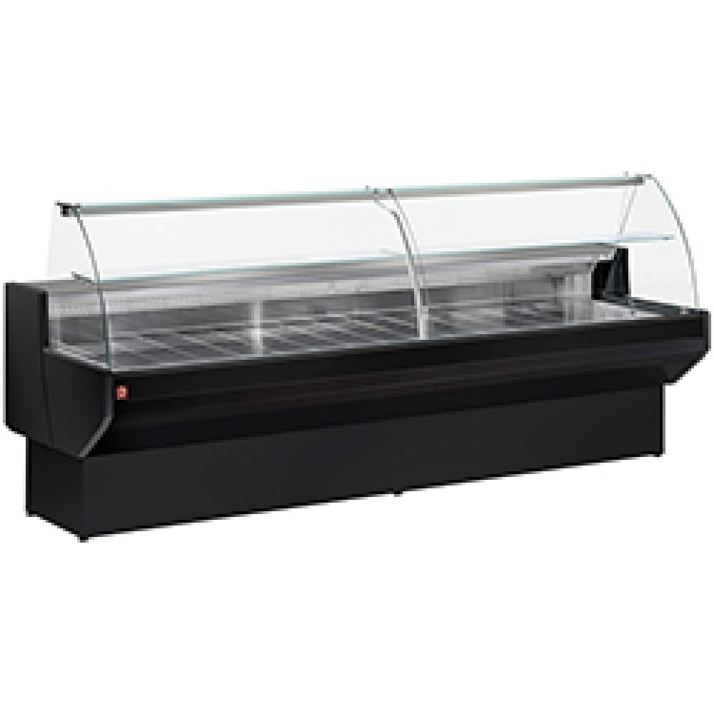 Koelvitrine met gebogen glas, geventileerd, met reserve, 200 cm, zwart, Diamond ML20/B5-VV/R2