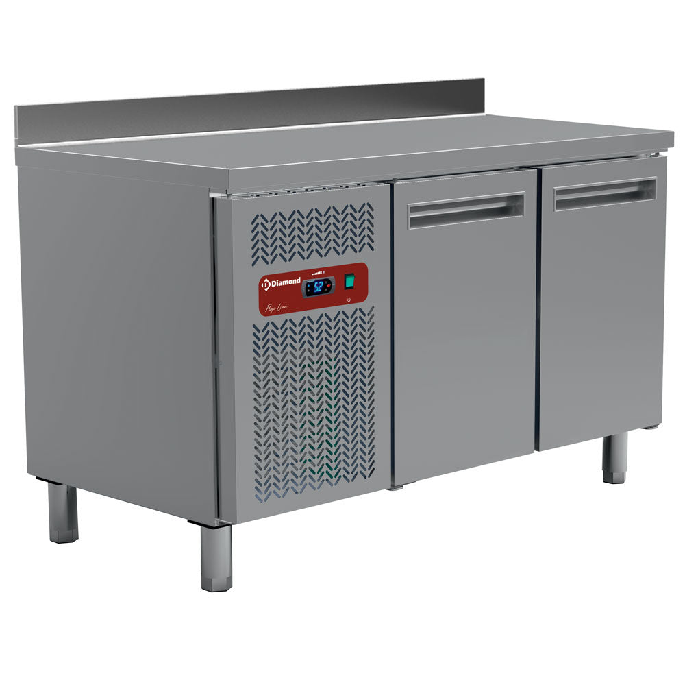 Koelwerkbank, geventileerd, 2 deuren GN 1/1, met achterrand, 260 liter, Diamond MR2/R2-BA