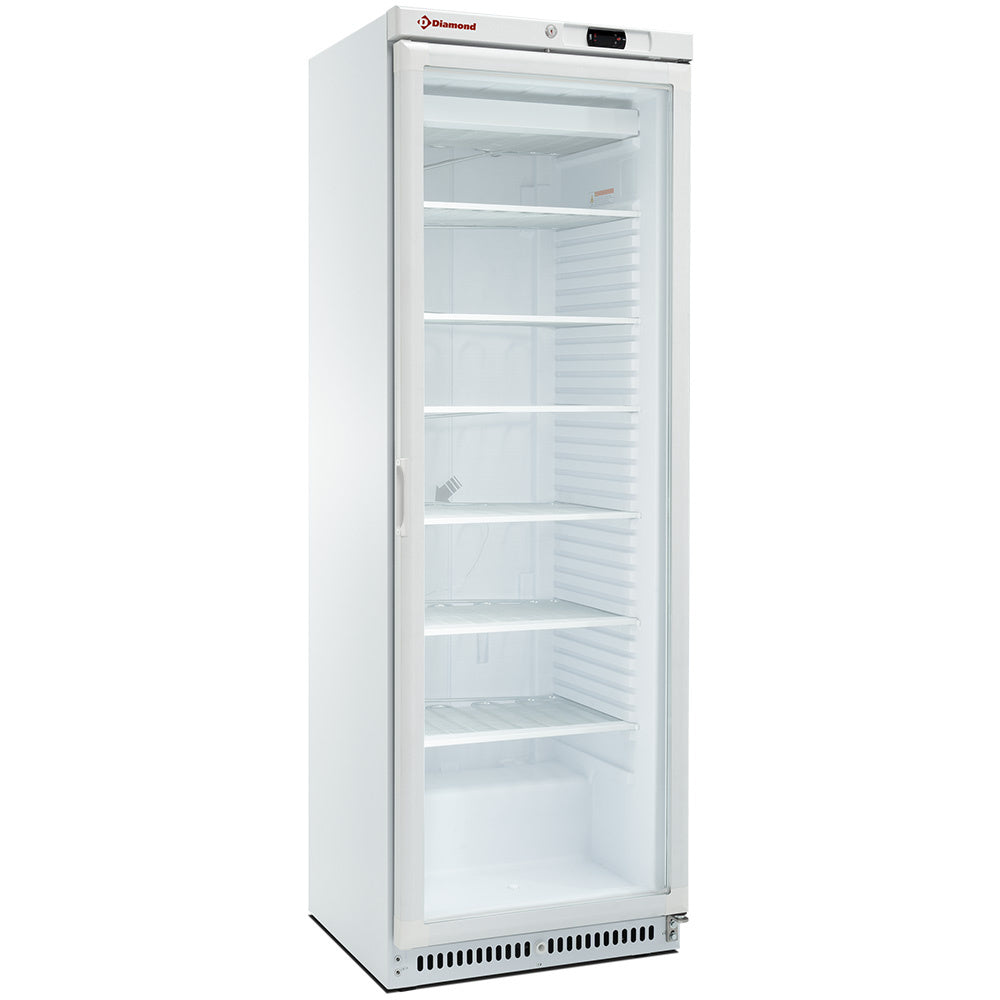 Statische vrieskast met glazen deur 400 liter, wit, Diamond NFT402-R2/G