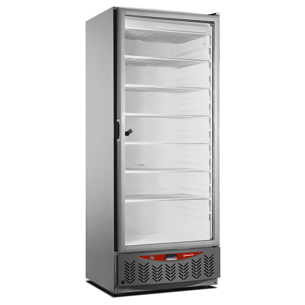 Statische vrieskast met glazen deur 525 liter, GN 2/1 + 60 x 40 cm, roestvrij staal, Diamond NFT55/X-R2G