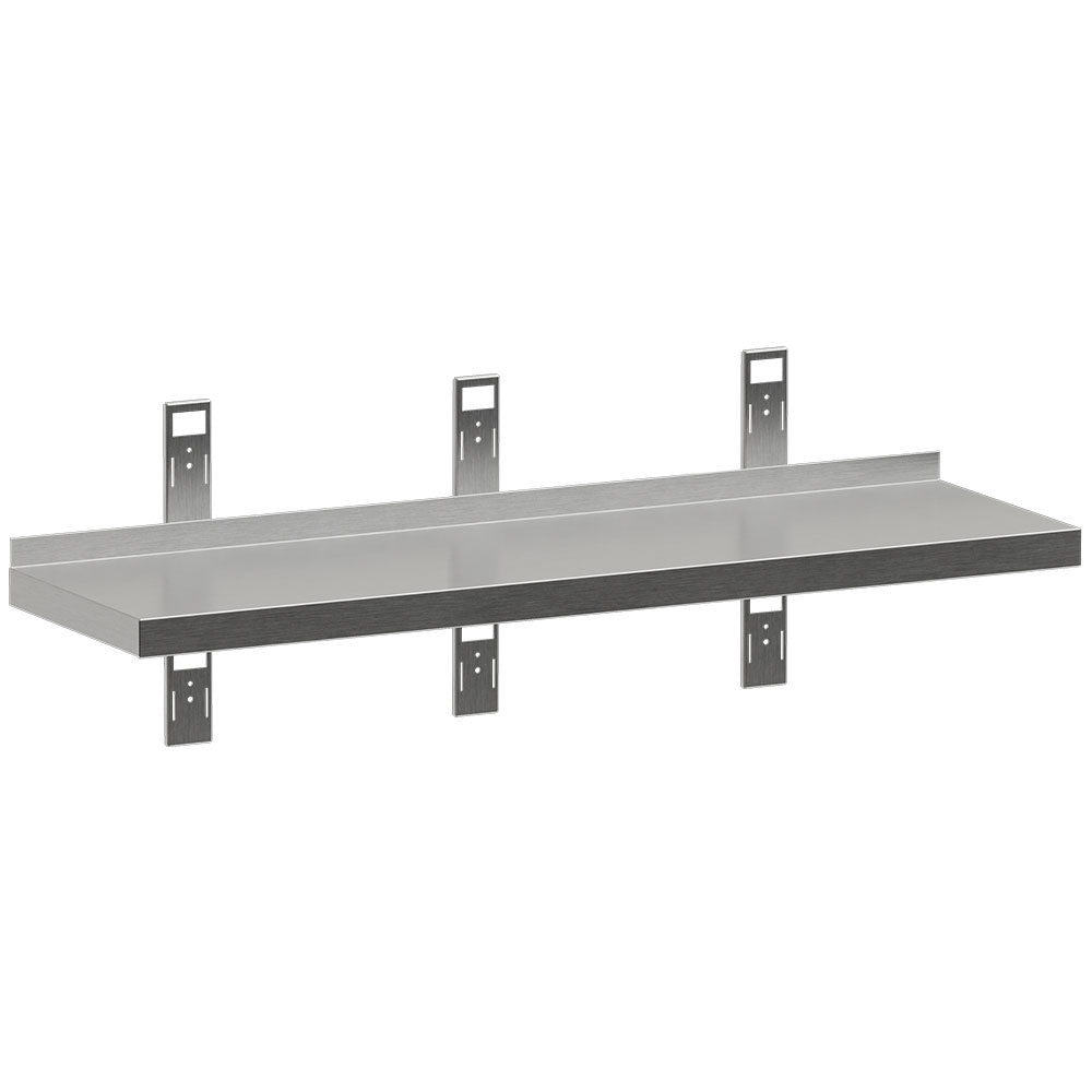 Wandplank 120 x 40 cm met 3 consoles en 3 staanders, RVS, Diamond P124-SE2