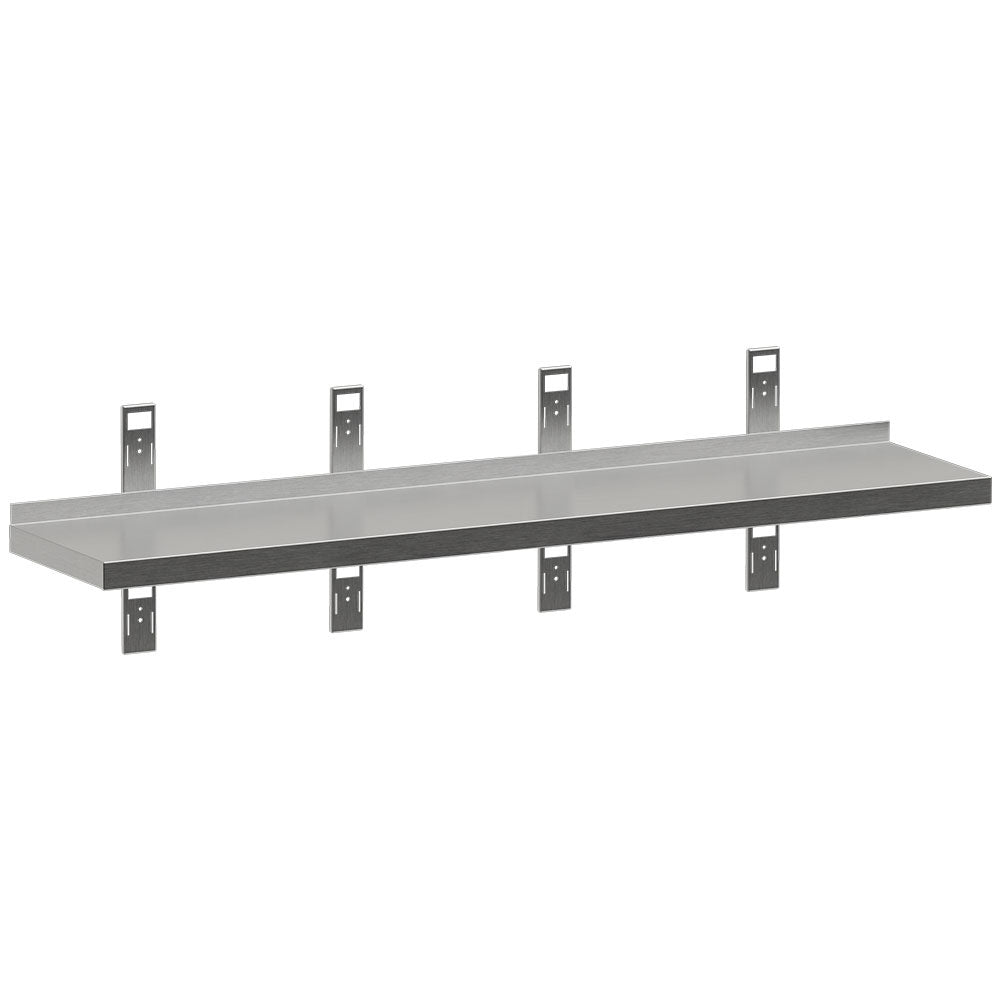 Wandplank 200 x 30 cm met 4 consoles en 4 staanders, RVS, Diamond P203-SE1