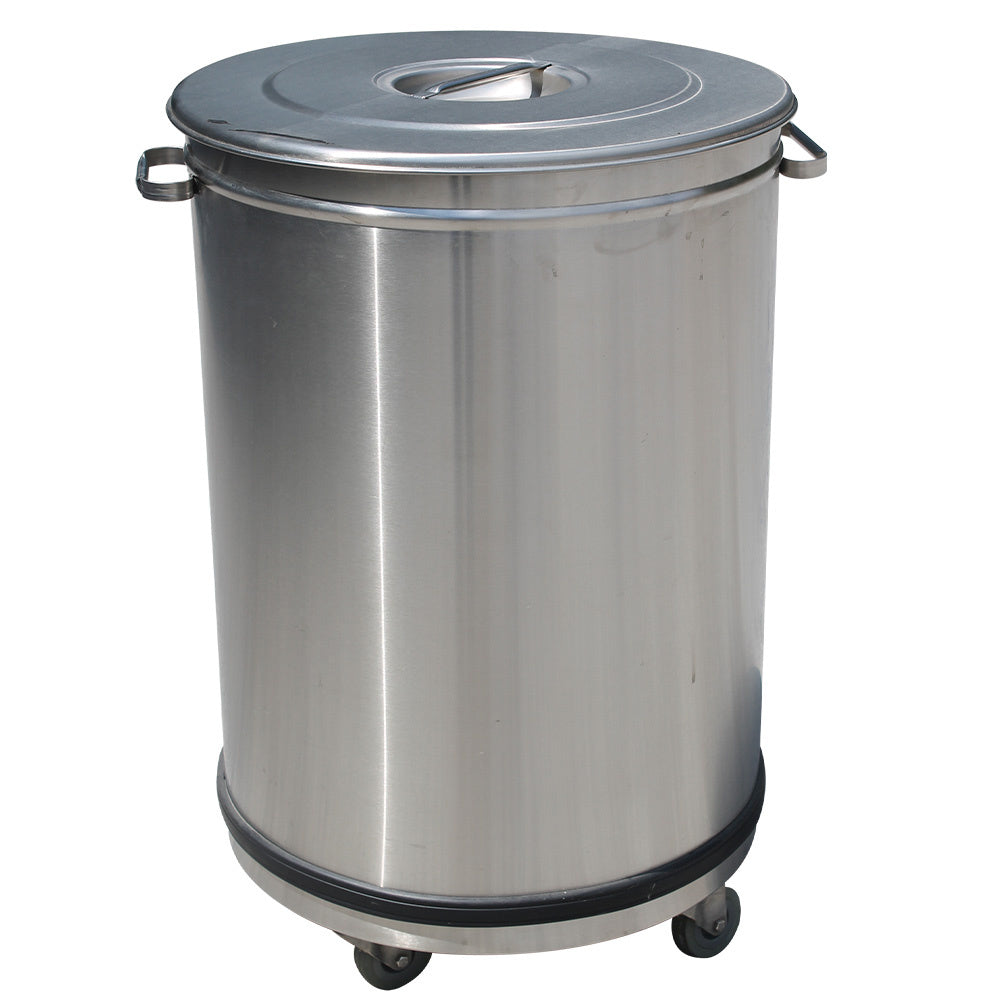 Roestvaststalen afvalbak 95 liter met deksel op wielen, Diamond PCR/105B