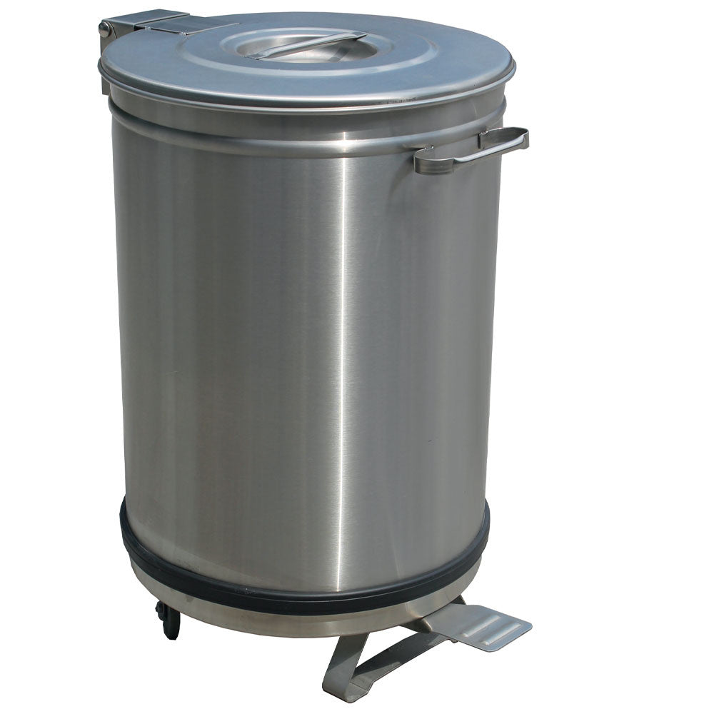 Roestvaststalen pedaalemmer 50 liter met losse onderbasis op wielen, Diamond PCRA/50B