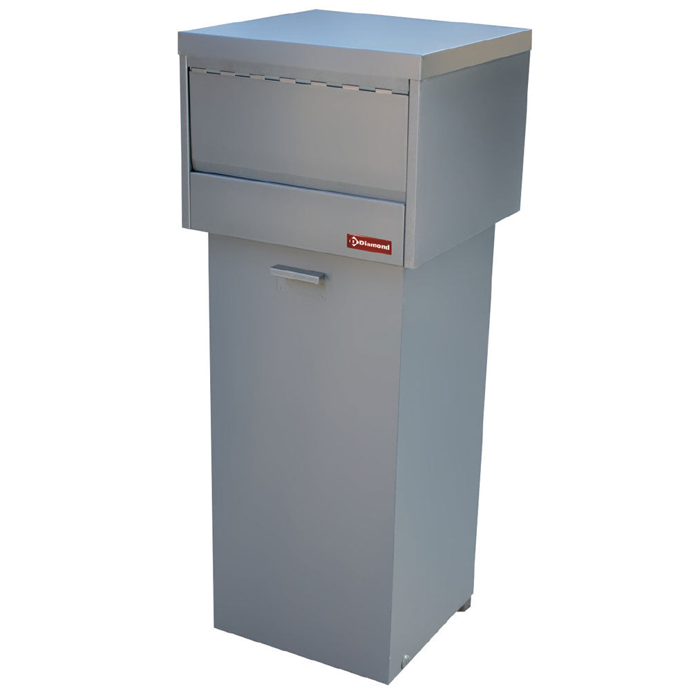 Roestvaststalen afvalbak 80 liter met kantelklep en 2 wielen, Diamond PCR/SK