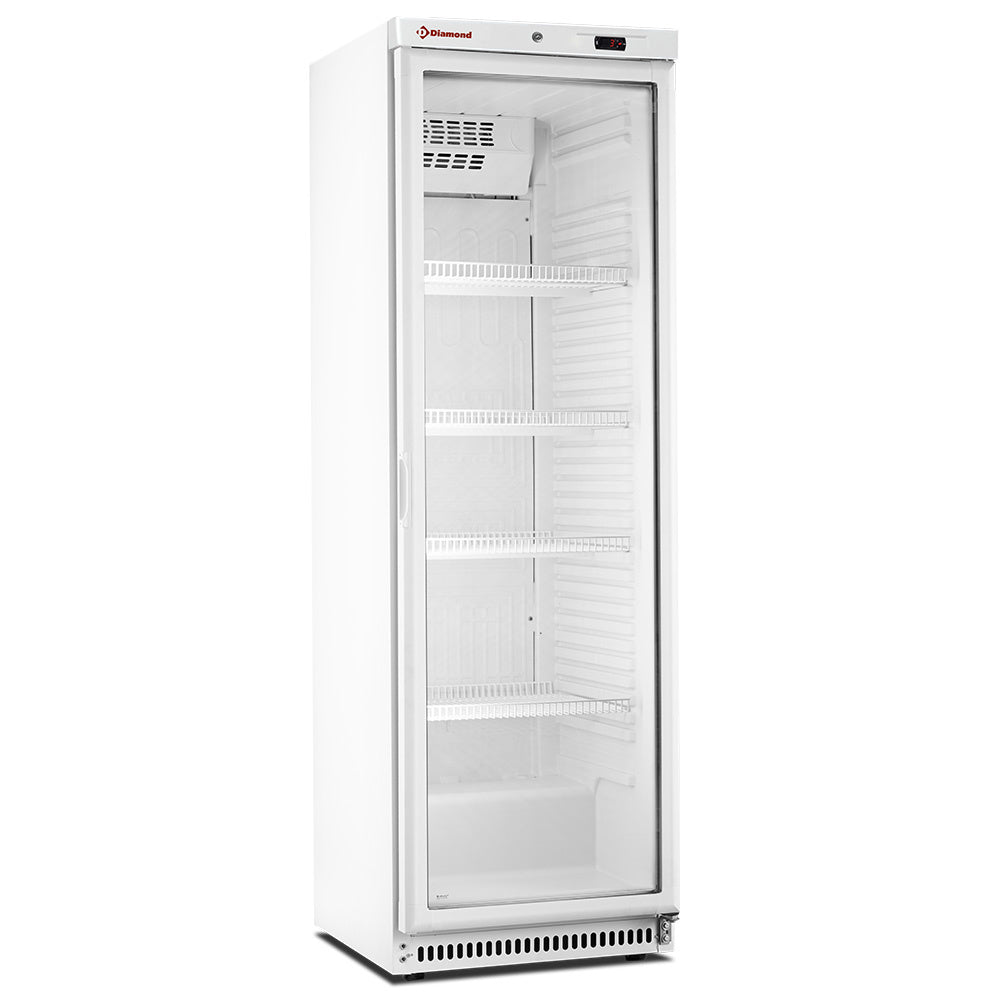 Geventileerde koelkast met glazen deur 400 liter, wit, Diamond PFV402-R6/G