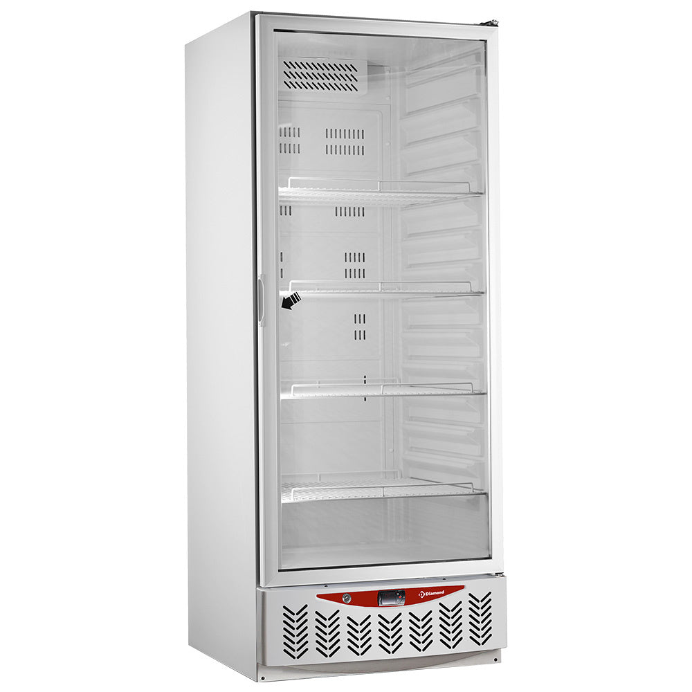 Geventileerde koelkast met glazen deur 525 liter, GN 2/1 + 60 x 40 cm, wit, Diamond PFV55-R6G