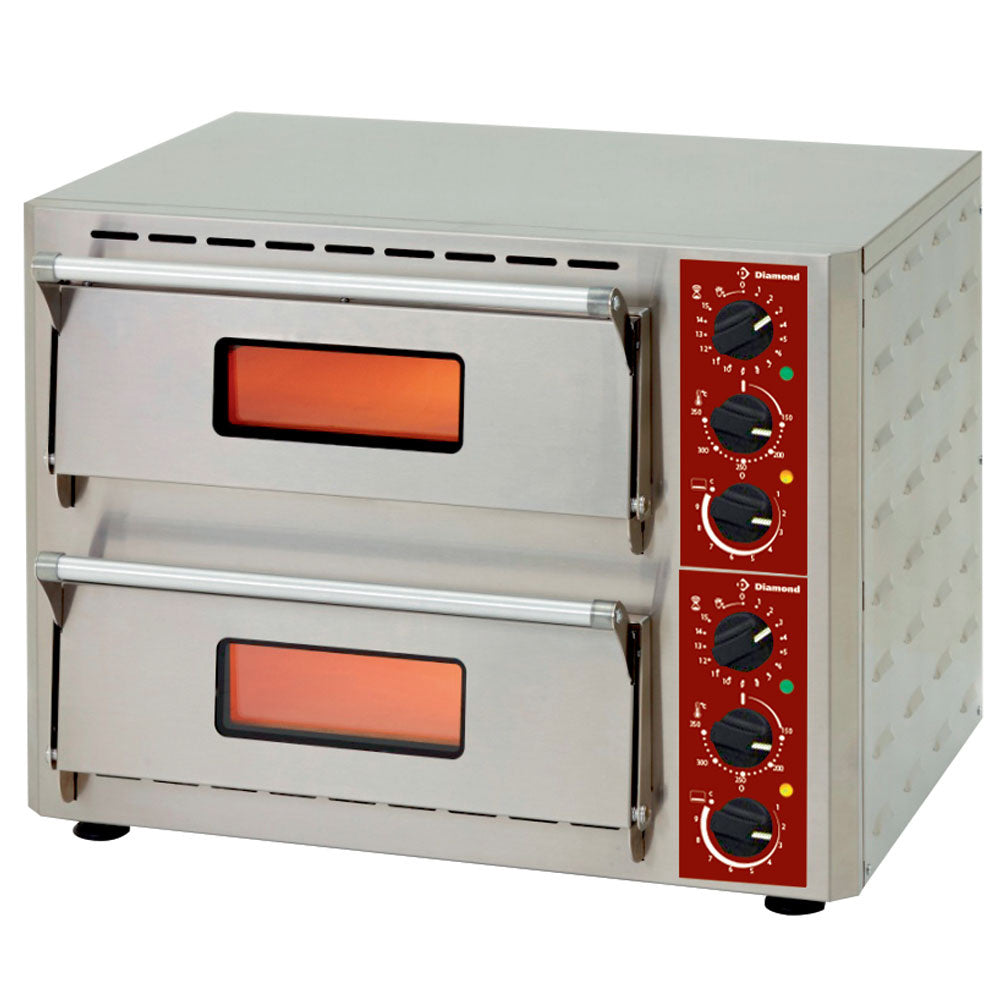 Elektrische pizzaoven, 2 kamers 43 x 43 cm, 2 x 1 pizza van Ø 43 cm, Diamond PIZZA-QUICK/43-2C