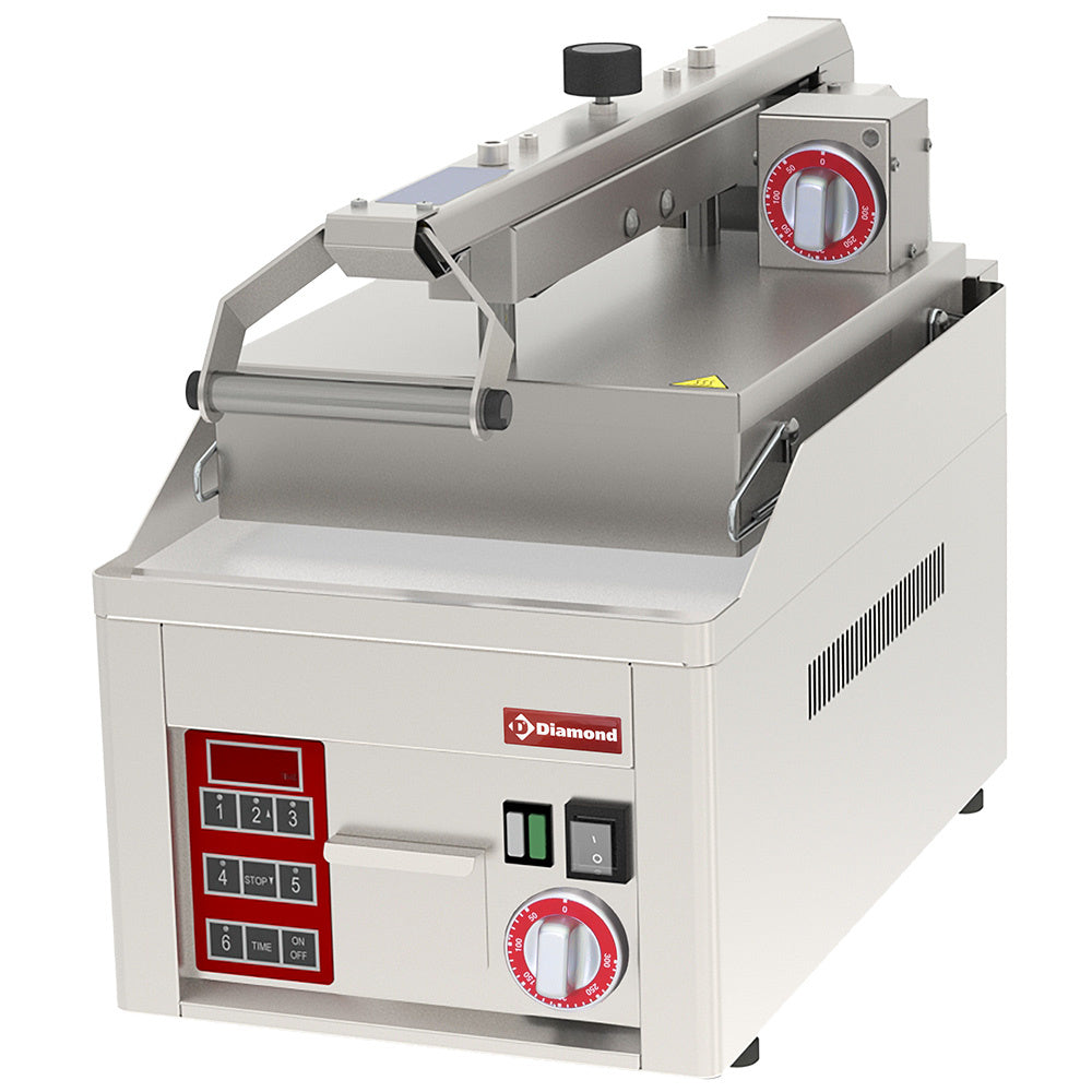 Elektrische clam grill verchroomd, 32 x 48 cm bakoppervlak, 6 kW, Diamond PLC31/A6