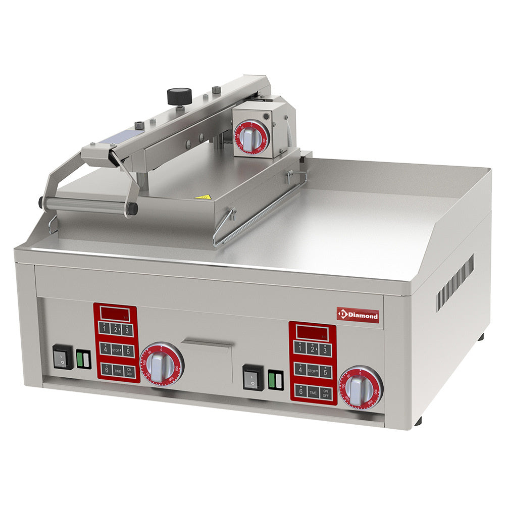 Elektrische clam grill verchroomd, 65 x 48 cm bakoppervlak, 9 kW, Diamond PLC61/A9