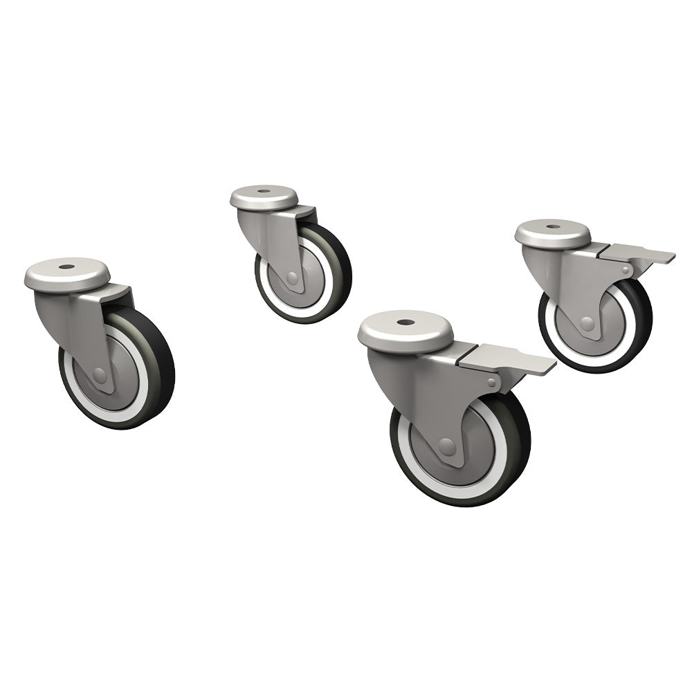 Set van 4 verzinkte zwenkwielen, 2 met rem (blast chiller), Diamond PR-GBT-T
