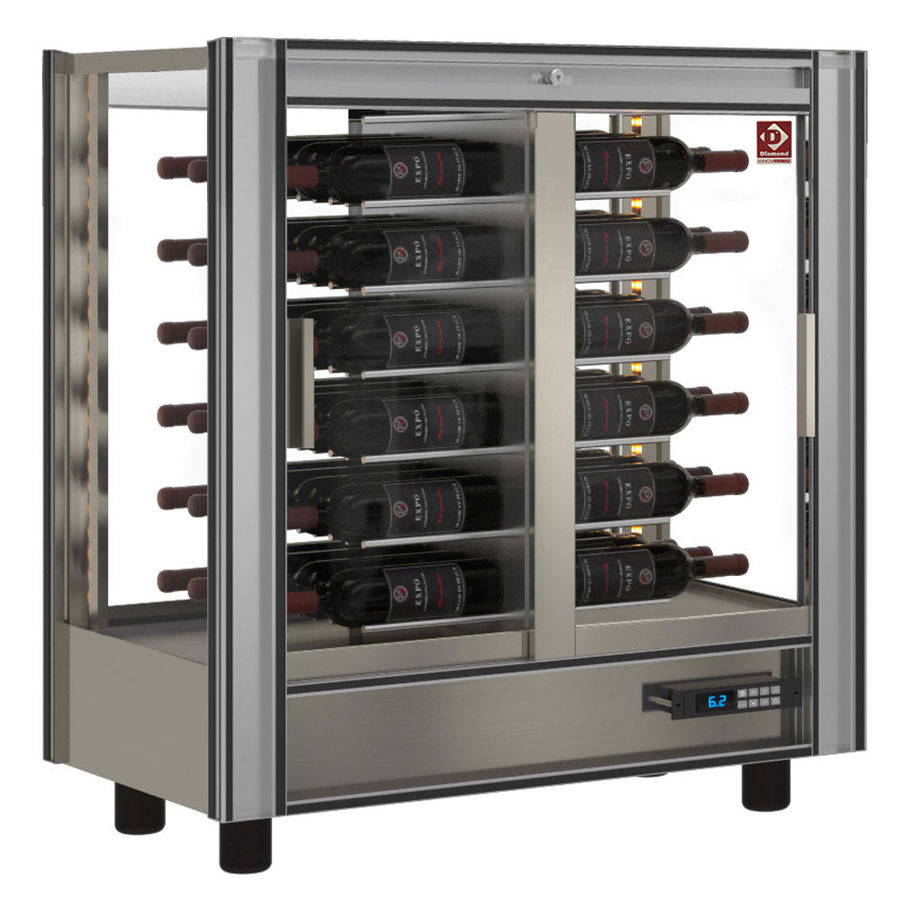 Wijnkoelvitrine 216 liter, modulair, doorlopende uitvoering (Through), 48 flessen, Diamond PVV-1/TR-R6